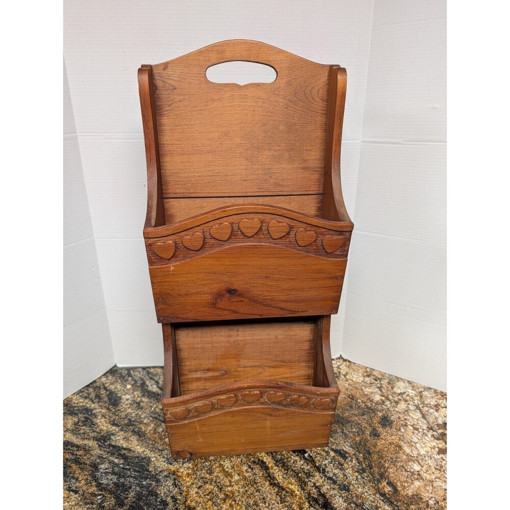 Vintage 90's Wooden 4 Level Tier Two Sided Paper Holder Mail, Books Retro